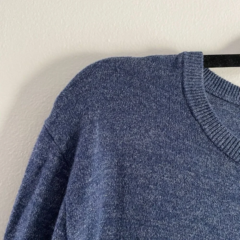 J.Crew Men M Blue Long Sleeve Lightweight Cotton Crewneck Pullover Sweater